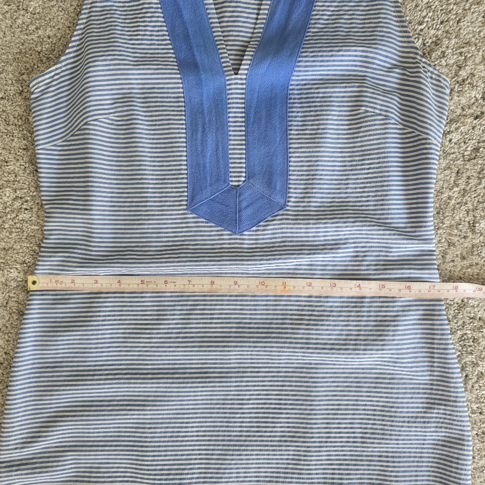 STS SAIL TO SABLE Column Notch Collar Sleeveless Maxi Dress Blue White Striped - Picture 7 of 15